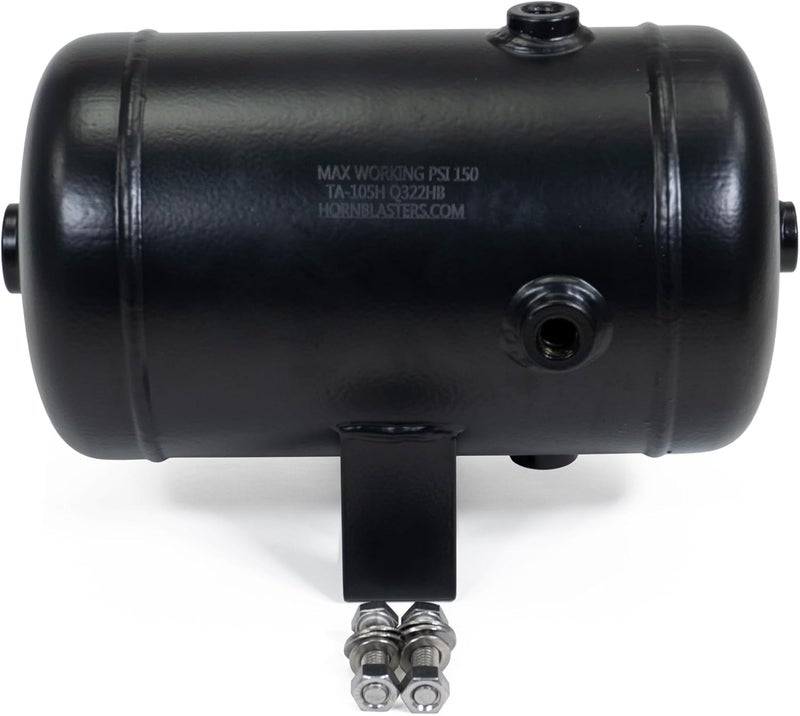 HornBlasters 1-Gallon (1.78 Liters) 5 Port Steel Air Tank - Powdercoat Finish - One 1/2" NPT Port & Four 1/4" NPT Ports - Image 2